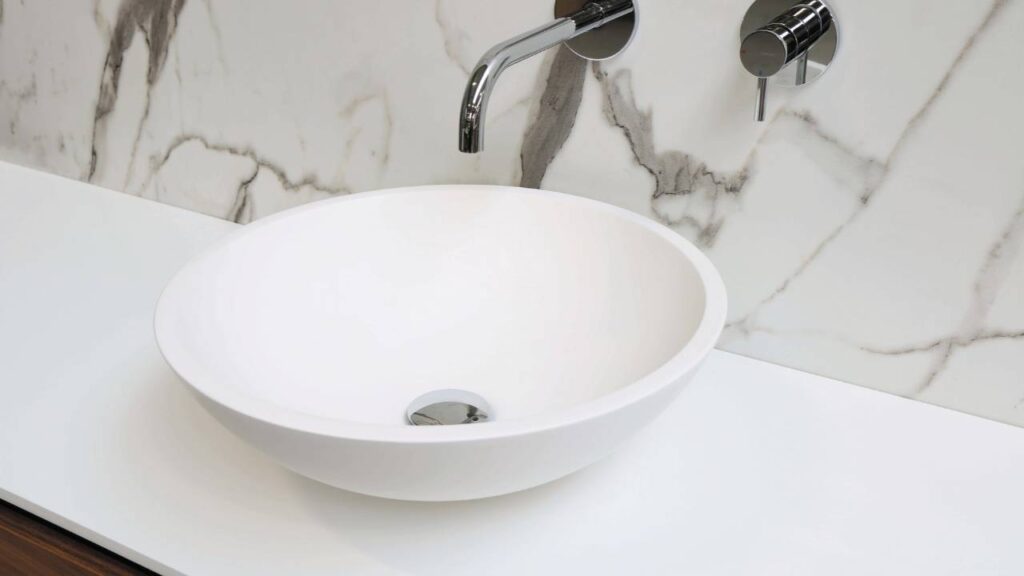 A modern faucet and a sink