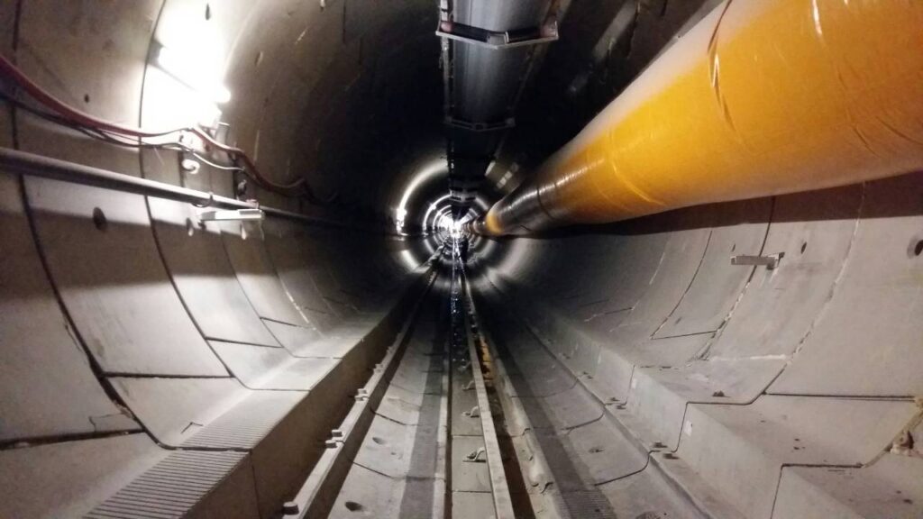 The interior of a large underground tunnel 