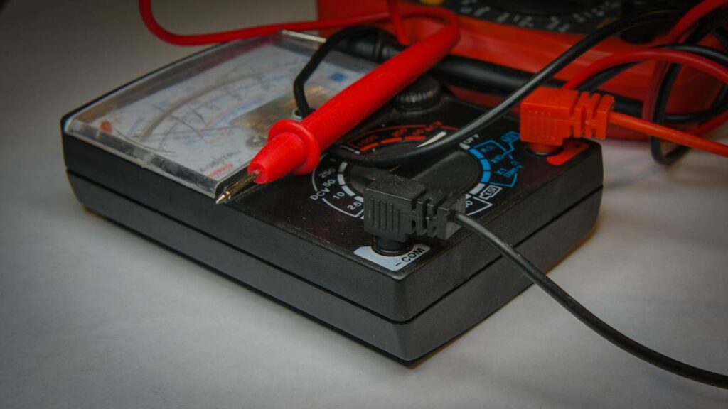 A close-up photo of a modern multimeter